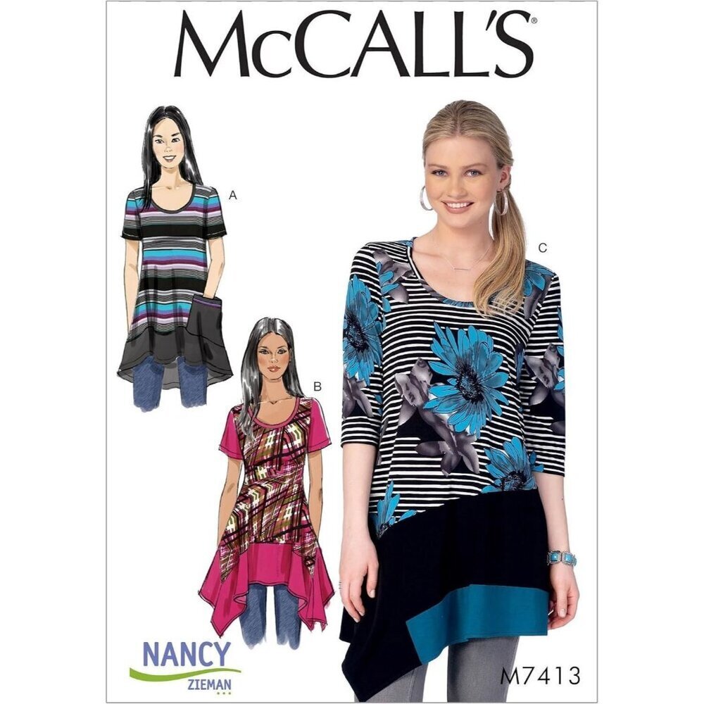 McCalls Sewing Pattern 7413 Top Tunic Plus Size‎ Womens 18W-24W